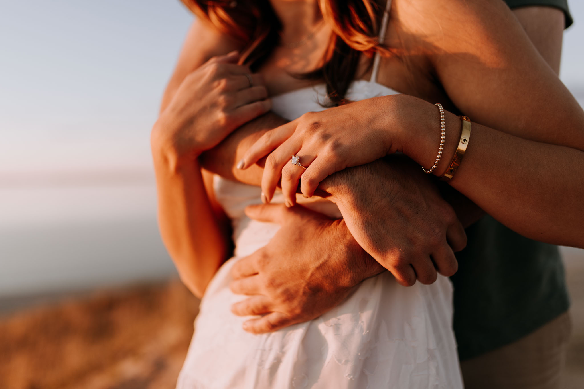 Golden hour engagement couple photographed by michael kent in Northern Michigan